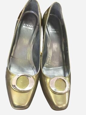 Stuart Weitzman Metallic Gold Leather Pumps